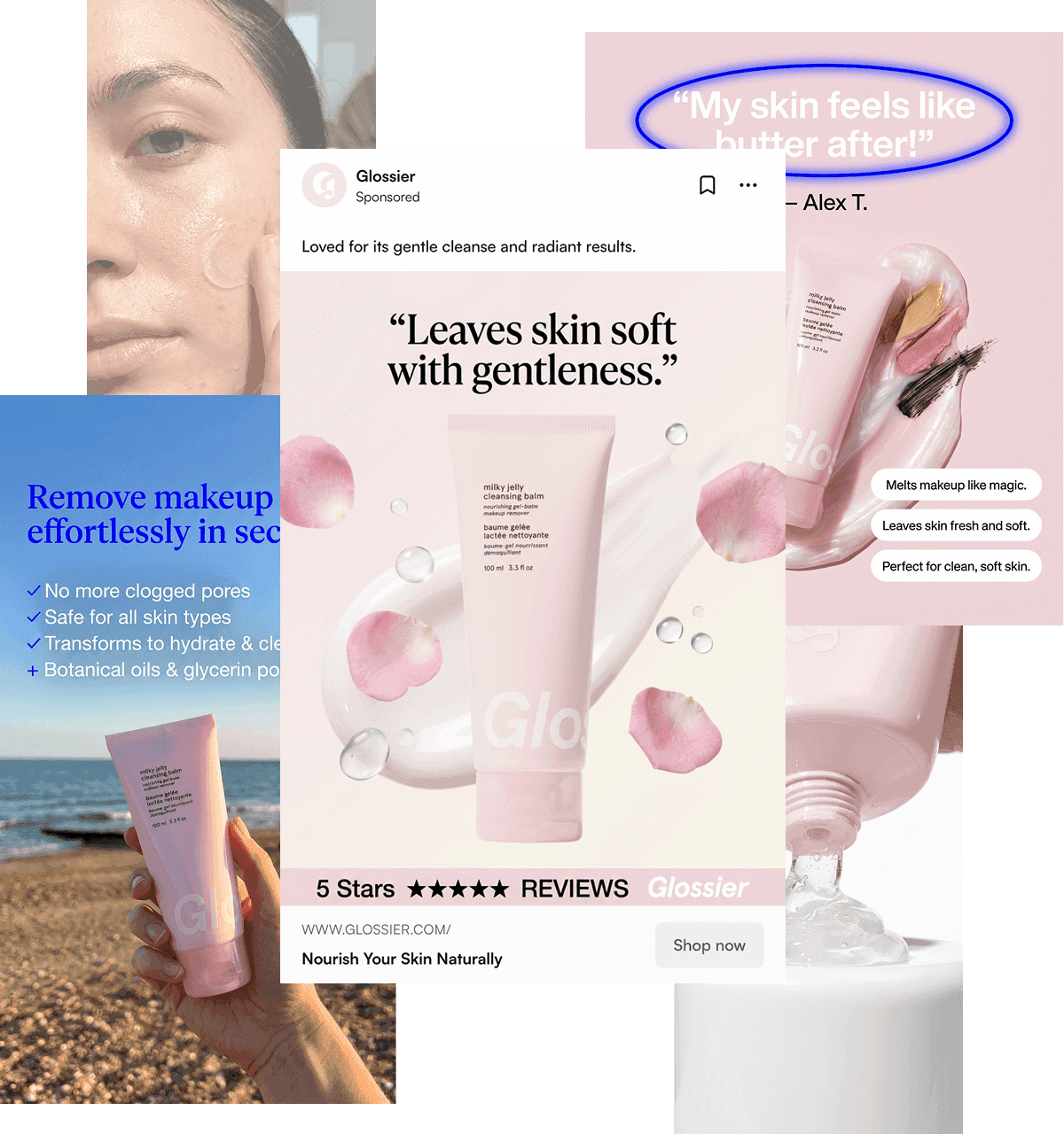 Sample on-brand ad banners and content for a product