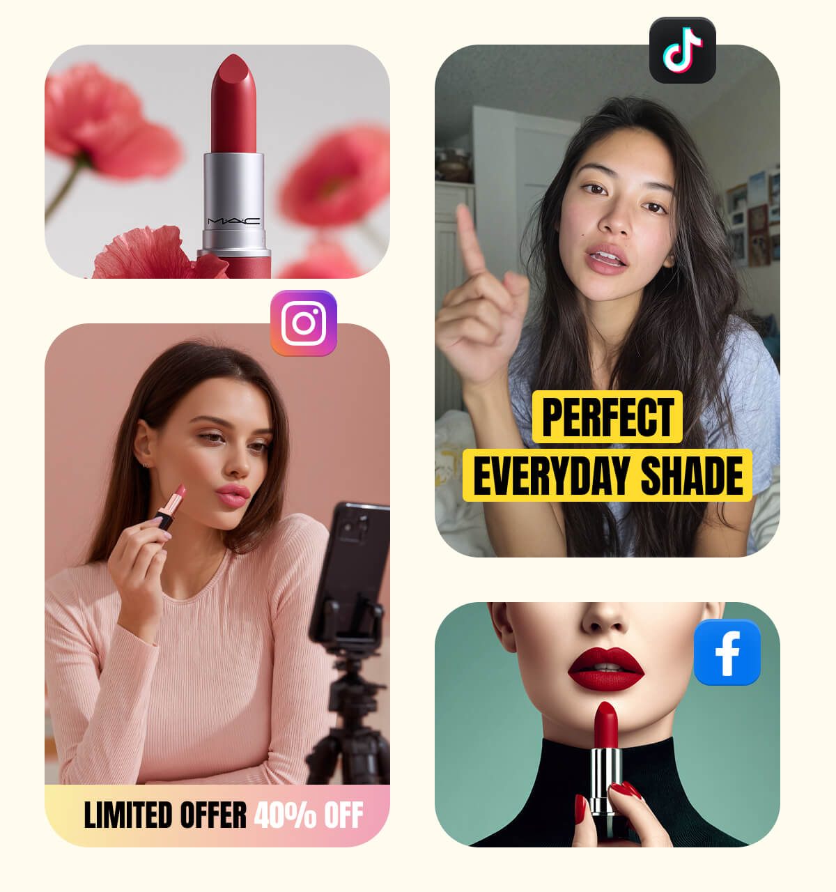 Collage of ad formats for social channels